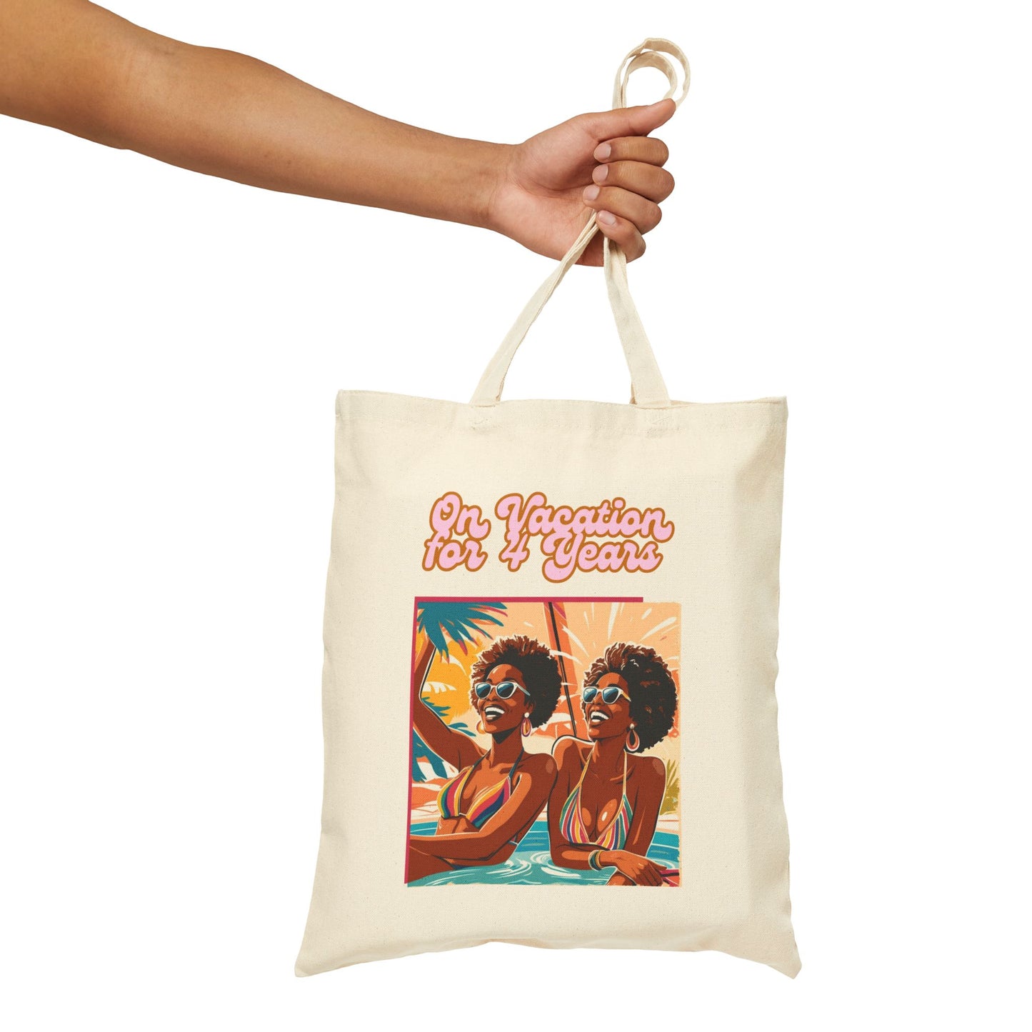 Black Woman Cotton Canvas Tote Bag - Beach Travel Shoulder Purse, Black Girl Magic Gift, Holiday Shopping Bag, Melanin Queen Carryall