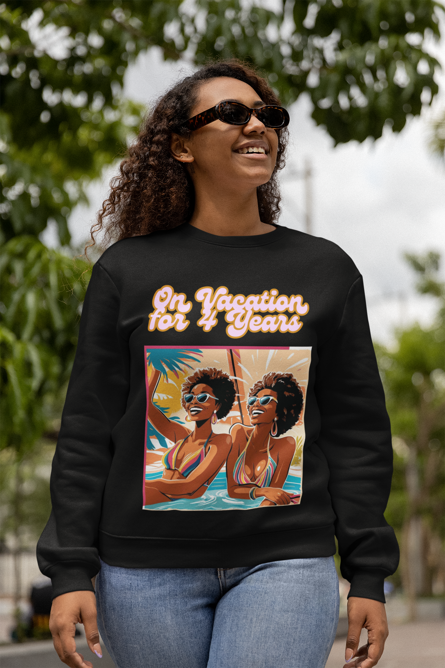 Black Women Sweatshirt, Opting Out, Vacation Mode,  US Election, Self Care Clothing, Relaxation, Mindful Apparel, Soft life era