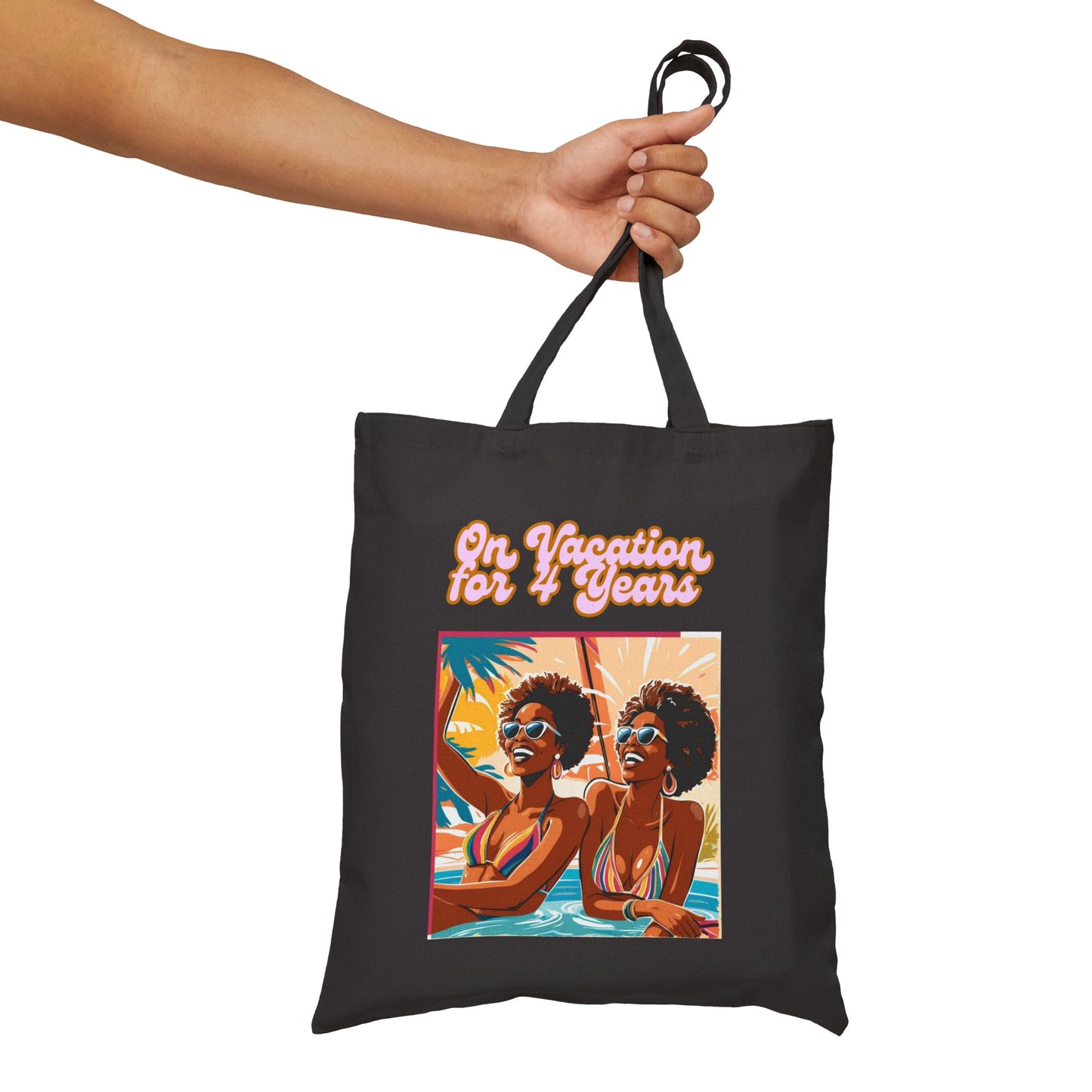 Black Woman Cotton Canvas Tote Bag - Beach Travel Shoulder Purse, Black Girl Magic Gift, Holiday Shopping Bag, Melanin Queen Carryall